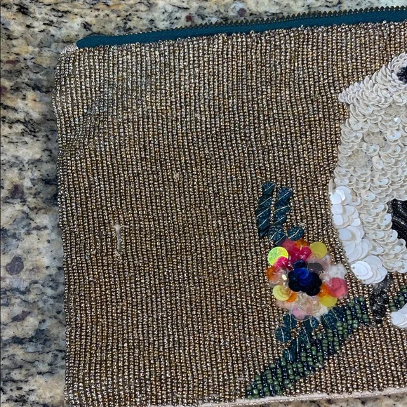 Anthropologie "Pretty Polly" Beaded Cockatoo Clutch / Makeup Bag - Picture 10 of 12